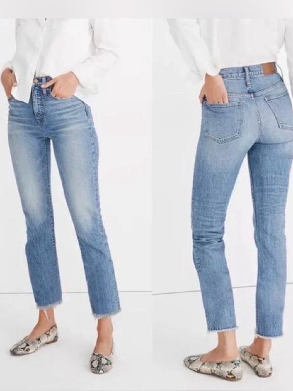 Madewell The Perfect Vintage Jean Med Wash High Waisted sz 30 Preppy Raw Hem